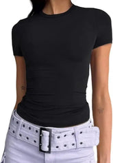 Short Sleeve Basic Going Out Tops Slim Fit Crop Tops - Zeprah