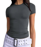 Short Sleeve Basic Going Out Tops Slim Fit Crop Tops - Zeprah