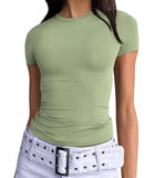 Short Sleeve Basic Going Out Tops Slim Fit Crop Tops - Zeprah