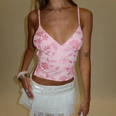 Short Women's Sexy Floral Backless Tie Glitter Halter V - neck CAMIS Top Breathable Eco - Friendly Knitted Sequined Decoration - Zeprah