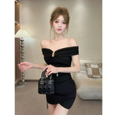 Shoulder Pleated Hollow Sleeveless Thai Spice Girl Beautiful Dress Slim Hip Dress - Zeprah