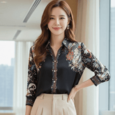 Silk - Effect Blouse with Chic Paisley Border Print - Zeprah