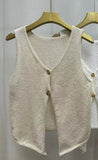 Simple Cropped Top Summer Basic tank Top Button Women's Tanks Camis - Zeprah