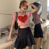 Simple Graphic Tee Summer Tops for Women Love Knit T-shirt - Zeprah