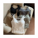 Simple High - end Girl Padded Waist Workout All - match Strip Beauty Back Shoulder Tank Crop Top Wrap Chest One - piece Camisole - Zeprah