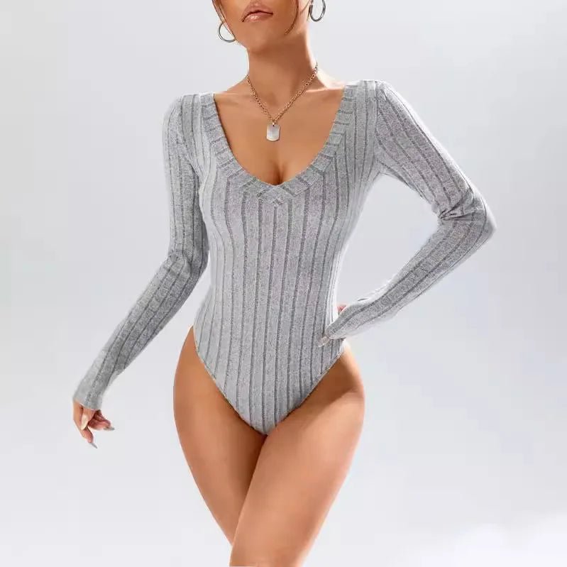 Slim - fit Bodysuit Knitted One - piece Vest Best Sale Crotch Top - Zeprah