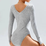 Slim - fit Bodysuit Knitted One - piece Vest Best Sale Crotch Top - Zeprah