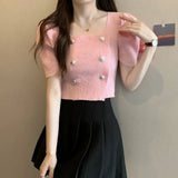 Slim - fit Short - sleeved Blouse Knitted T-shirt for Women Trendy Short - Sleeved Tee - Zeprah