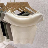 Slim - fit Women's Clothing Classic Going Out Tops Solid Straight Shoulder Short Sleeve Top - Zeprah