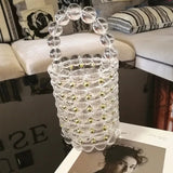 Small Group Foreign Style Dinner Package Summer Small Fresh fairy String Pearl Big Pearl Bucket Bag Girl - Zeprah