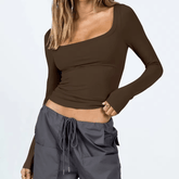 Soft V - Neck Long Sleeve Plaid T-Shirt | Quick Dry Performance Top - Zeprah