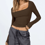 Soft V - Neck Long Sleeve Plaid T-Shirt | Quick Dry Performance Top - Zeprah