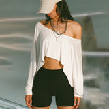 Solid color simple casual long sleeved T-shirt for summer , loose and slimming home top - Zeprah