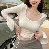 Solid Long Sleeve Base Shirt Fashionable Long - sleeved Top Slim - fit Long Sleeve T-shirt - Zeprah