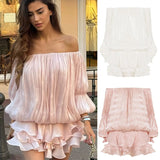 Sparkling Mermaid Scale Woven Fabric Casual off Shoulder Mini Dress Plain Dyed Natural Waistline for Holiday Celebration - Zeprah