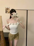 Spice Girl Short Sleeveless Strap Shoulder Neck Three - dimensional Flower Decoration Fashion Shoulder Collar Style - Zeprah
