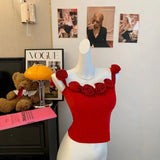 Spice Girl Short Sleeveless Strap Shoulder Neck Three - dimensional Flower Decoration Fashion Shoulder Collar Style - Zeprah