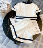 Splice Contrast Women's Top and Shorts Set Fashionable Women's Casual Sets Loose Women's Sportswear Sets - Zeprah