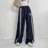 Sporty Casual Cargo Joggers Women Canvas Summer Flat Striped Color Block Mid Elastic Eco - Friendly Windproof Patchwork Custom - Zeprah