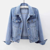 Spring and Autumn Denim Coat Women's Short Simple All - match Jacket Single - breasted Trendy Coat - Zeprah