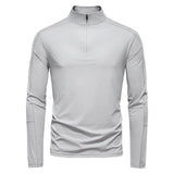Spring Summer New Men's Solid Blank Turtleneck Collar Long Sleeve Half Zipper Anti - Pilling Base Shirt UV Protection - Zeprah