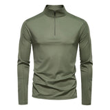 Spring Summer New Men's Solid Blank Turtleneck Collar Long Sleeve Half Zipper Anti - Pilling Base Shirt UV Protection - Zeprah
