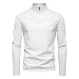 Spring Summer New Men's Solid Blank Turtleneck Collar Long Sleeve Half Zipper Anti - Pilling Base Shirt UV Protection - Zeprah