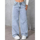 Spring Summer Vintage Washed Vintage Jeans Loose Casual Straight Fashion Trend Wide Leg Long Jeans - Zeprah