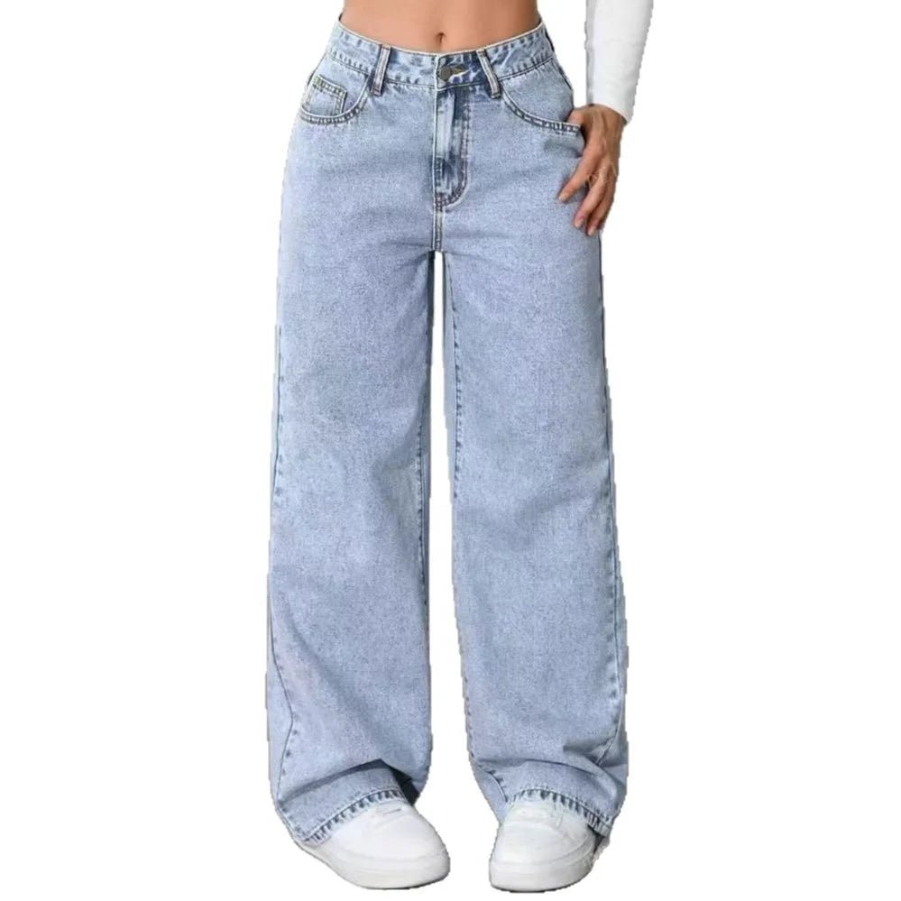Spring Summer Vintage Washed Vintage Jeans Loose Casual Straight Fashion Trend Wide Leg Long Jeans - Zeprah