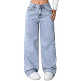 Spring Summer Vintage Washed Vintage Jeans Loose Casual Straight Fashion Trend Wide Leg Long Jeans - Zeprah