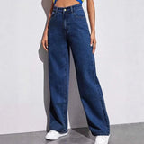 Spring Summer Vintage Washed Vintage Jeans Loose Casual Straight Fashion Trend Wide Leg Long Jeans - Zeprah