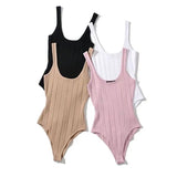 Square Collar Bodysuit Solid Slim - fit One - piece Vest Sleeveless Crotch Top - Zeprah