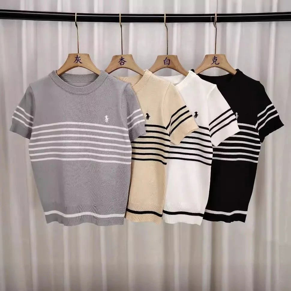 Streak Graphic Tee Loose - fit Tops for Women Crewneck Versatile Short - Sleeved Tee - Zeprah