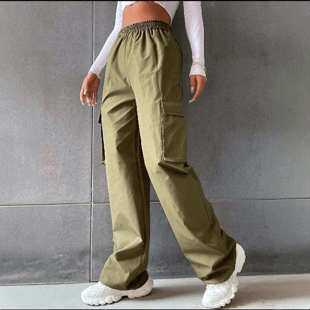 Streetwear Cargo Pants with Elastic Waist - Zeprah