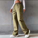 Streetwear Cargo Pants with Elastic Waist - Zeprah