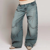 Streetwear Straight Denim Jeans Mid Waist Loose Fit Medium Wash Woven Eco - Friendly Casual Simple Trendy - Zeprah