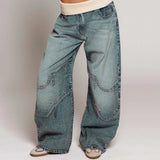 Streetwear Straight Denim Jeans Mid Waist Loose Fit Medium Wash Woven Eco - Friendly Casual Simple Trendy - Zeprah