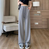 Stretch Waist Bottoms Ice - silk High - waisted Wide - Leg Trousers Casual Slacks - Zeprah