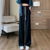 Stretch Waist Bottoms Ice - silk High - waisted Wide - Leg Trousers Casual Slacks - Zeprah