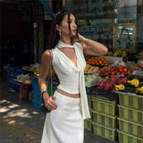 Summer American Spice Girl Sexy Slim - fit Swing Collar Design Sense All - match Strap Vest Women's Sleeveless Top - Zeprah