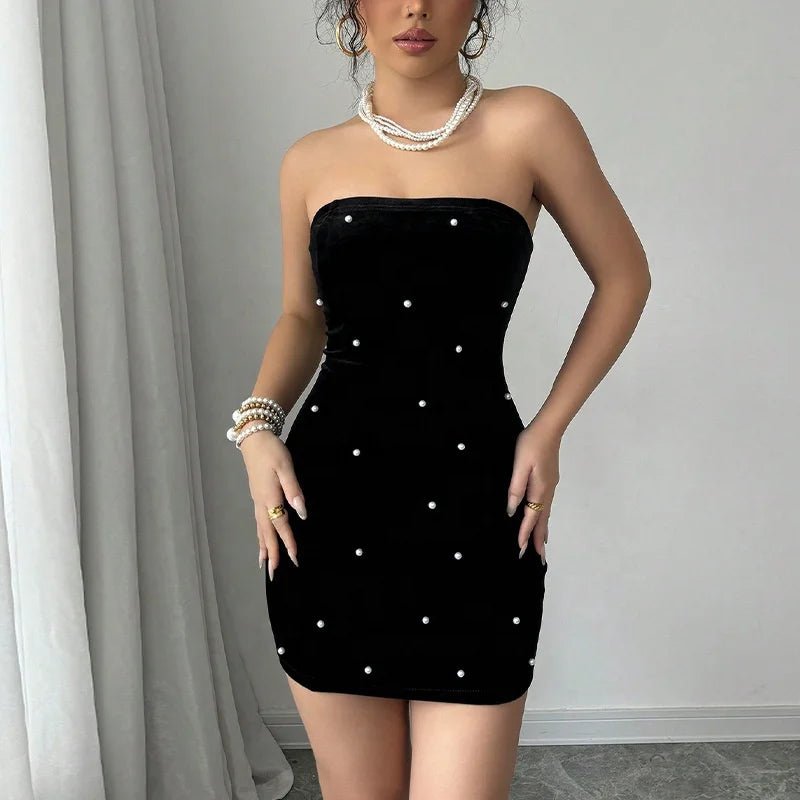 Summer Evening Dress Elegant European American Bodycon Off - Shoulder Slim Short Sleeveless Party Club Dress - Zeprah
