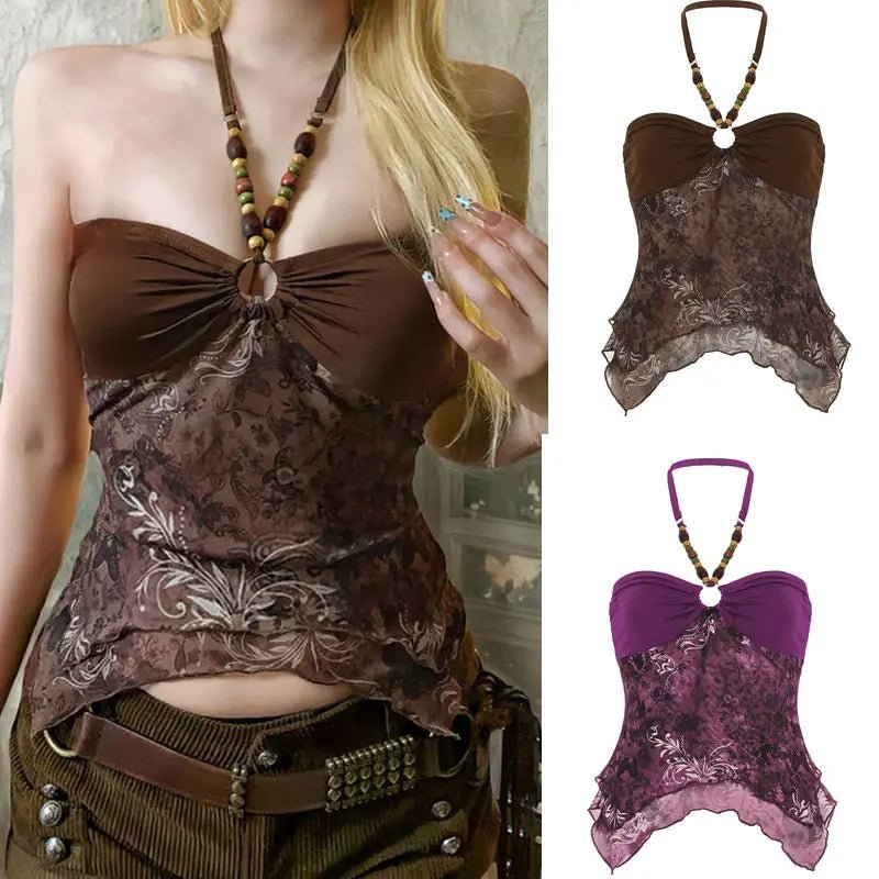 Summer Fashion Hot Women's Retro Style Floral Knitted Short Sleeveless Tank Top - Zeprah