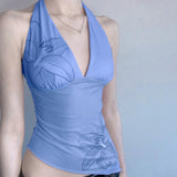 Summer Formal Floral Printed Knitted Tank Top Mesh Quick Drying Breathable V - Neck Short Women's Sexy Eco - Friendly Garment - Zeprah