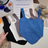 Summer Ice Silk Korea Style K - pop Sexy Leisure Irregular Sleeveless Open Waist Camisole Easy Matching Crop Top - Zeprah