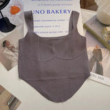 Summer Ice Silk Korea Style K - pop Sexy Leisure Irregular Sleeveless Open Waist Camisole Easy Matching Crop Top - Zeprah