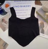 Summer Ice Silk Korea Style K - pop Sexy Leisure Irregular Sleeveless Open Waist Camisole Easy Matching Crop Top - Zeprah