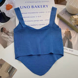 Summer Ice Silk Korea Style K - pop Sexy Leisure Irregular Sleeveless Open Waist Camisole Easy Matching Crop Top - Zeprah