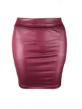 Summer Korean - Style Faux Leather Base Layer Skirt for Women Matte Faux Leather Skirt Faux PU Bodycon Mini - Skirt - Zeprah