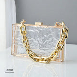 Summer Ladies Transparent Boxed Purse Crossbody Handbag Trendy Women clear Acrylic Evening Clutch Bag - Zeprah