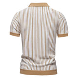 Summer New European and American Men's Short - sleeved Twill Yarn Dyed Striped Fashion Casual for Shirt - Zeprah